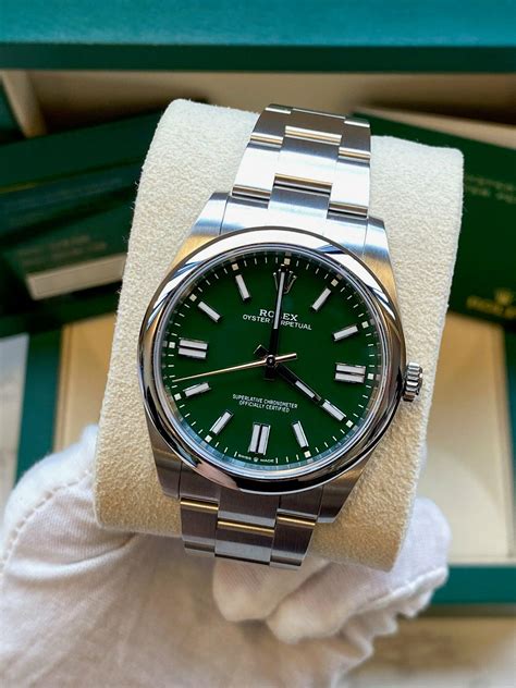 rolex oyster perpetual green gold